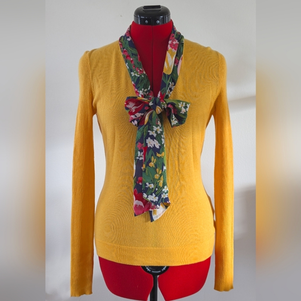 Tory Burch Yellow V-Neck Sweater